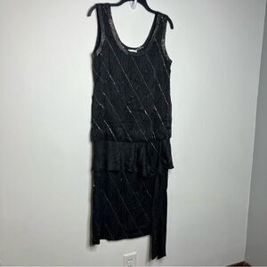 Francesca of Damon for starington black beaded silk dress size 8